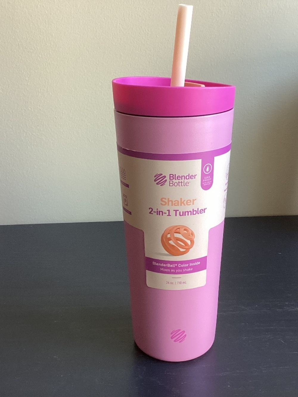 New BlenderBottle 24oz Stainless steel shaker two and one tumbler, Pink